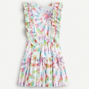 J.Crew Crewcuts Girls Tie Dye‎ Ruffle Tiered Dress Multi Color Size 8
